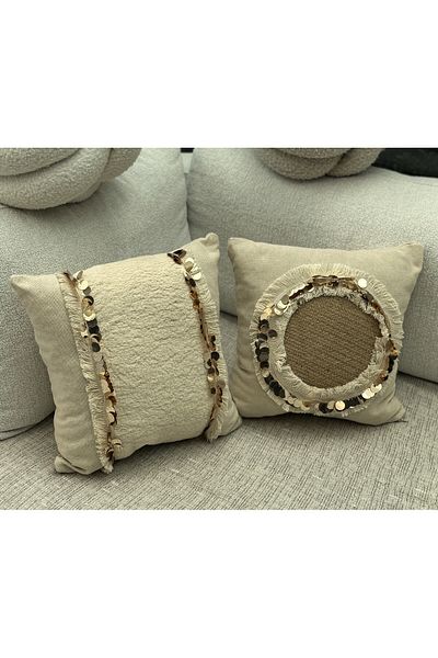sevaradekor Tasseled Throw Pillow Sequin Throw Pillow Linen Throw Pillow Cover Bohemian Linen Throw Pillow Cover Straw Pillow