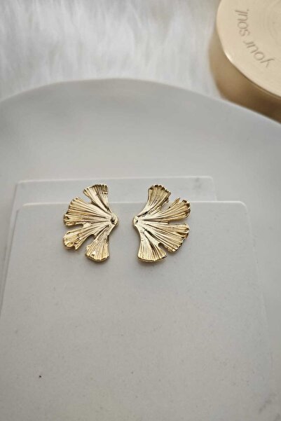 KYOLA DESİGN Minimal Yaprak Gold Kadın Küpe