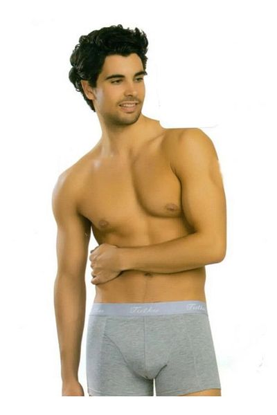 Tutku 0114 Men's Elastane Boxer-Underpants-3 Pieces Black-3 Pieces Gray