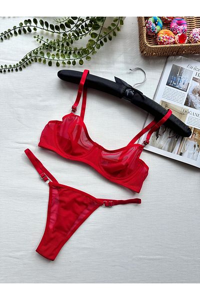 İNKO İÇ GİYİM Plain Tulle Underwire Braless Suit (Bra Thong)