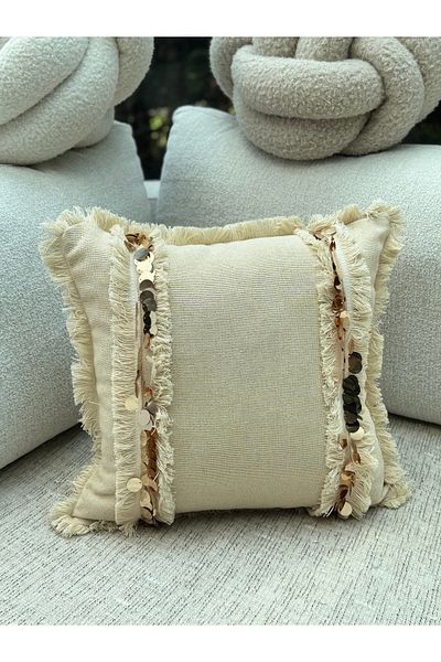 sevaradekor Tasseled Throw Pillow Linen Throw Pillow Cover and Linen Pillow