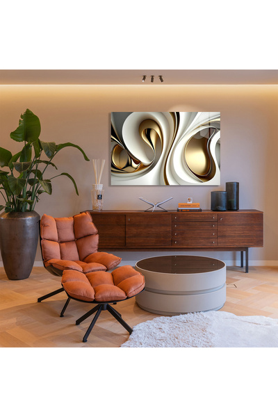 TAULART GOLD DETAYLI SOYUT TASARIM YATAY TABLO ULTRA CANLI RENKLİ KIRILMAZ CAM TABLO EV HEDİYESİ