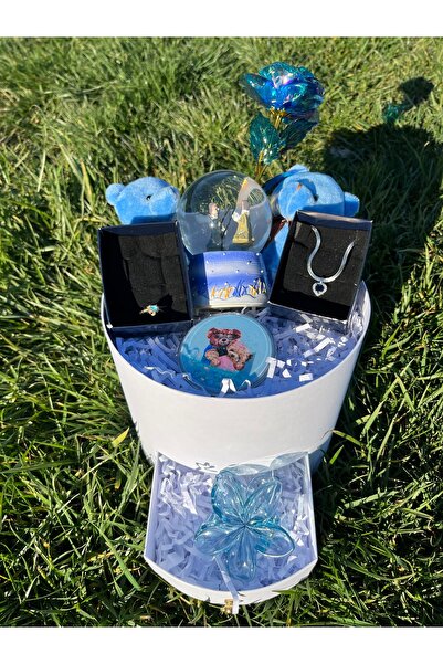 speswear Mavi Bahar Set’i Hediye Aşk Takı Hediye Kutusu Çiçek sevgililer günü