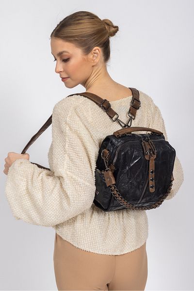 Necati Çanta Τσάντα Wash Leather 3 Λειτουργιών – Τσάντα πλάτης, ώμου και χειρός σε ένα
