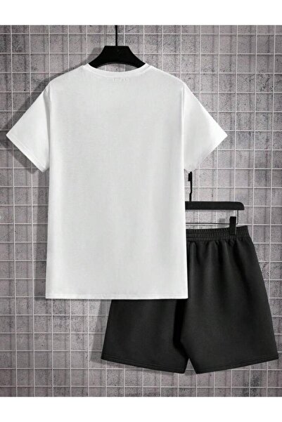 SELENA BUTİK Unisex Ny White T-Shirt Black Shorts Top Bottom 2 Piece Set