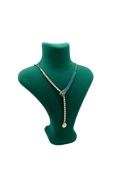 MeGass Dekor Domestic Production London Model Suede Fabric Green Color 22/18 cm Necklace Display Mannequin