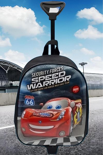Uniquerrs Grădiniță Copii Action Cars Mașină de curse Imprimată 5d Rucsac cu roți pentru grădiniță
