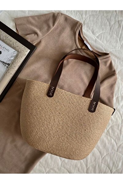 Bohemahomedecor Geantă de plajă casual din iută din paie