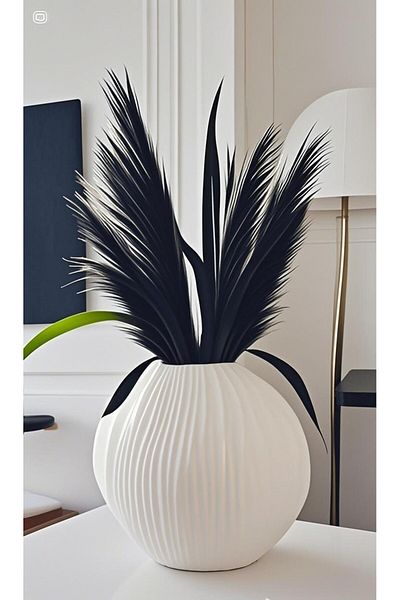 Lui Tasarım Nordic Style Large Size Oval Ceramic White Vase