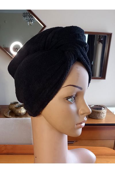 yörük tuhafiye Hair Drying Pool - Black Hair Bonnet, Cotton Hair Pool and Hair Bath Bonnet