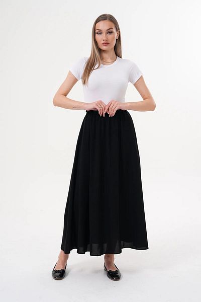 medipek   Women's Black Crepe Fabric Hijab Flared Skirt with Pockets