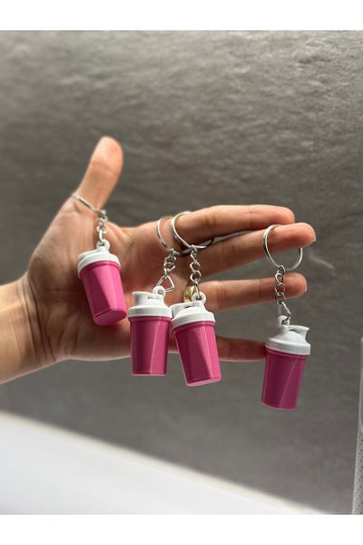 3D DESİNG MARKET Pink Protein Shaker and Keychain