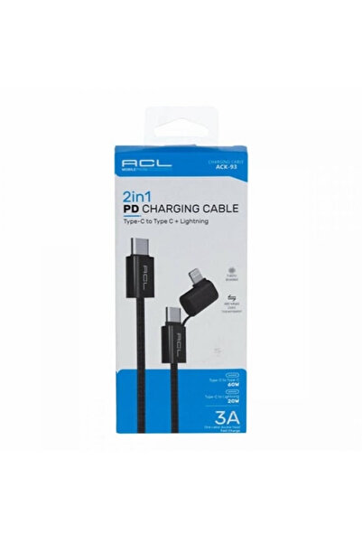 ACL PD 3A, 2in1 Type-C to Type-C + Lightning 3A Şarj Kablosu