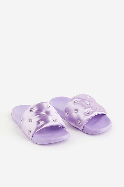 H&M Beaded satin slides
