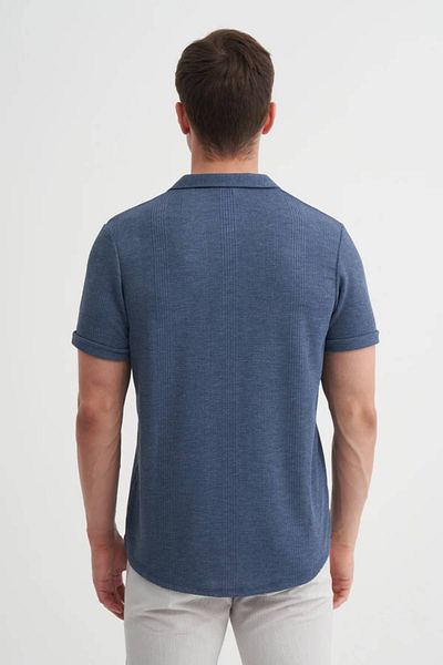 Cazador Плетена памучна риза с къс ръкав Slim Fit