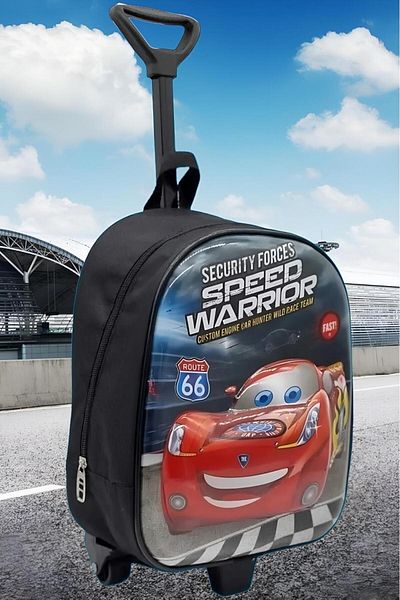 Uniquerrs Grădiniță Copii Action Cars Mașină de curse Imprimată 5d Rucsac cu roți pentru grădiniță