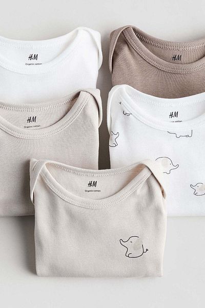 H&M مجموعة من 5 بدلات جسم قطنية