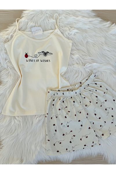 Pijamacs Σετ πιτζάμες με λουράκι από βαμβακερό σχοινί με σχέδιο πασχαλίτσας