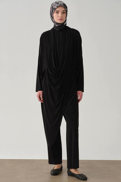 Tuğba Şal Yaka İçli Dışlı Takım - Siyah