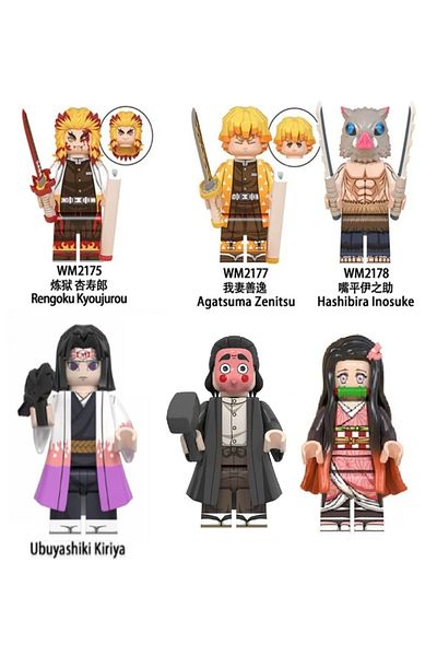 marimari 6 Pcs Anime Demon Slayer Building Blocks Compatible Mini Figure Set