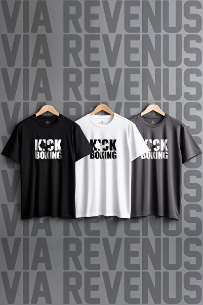 Vordevia Tricou din bumbac pieptănat, 100% bumbac, imprimat Kick Boxing