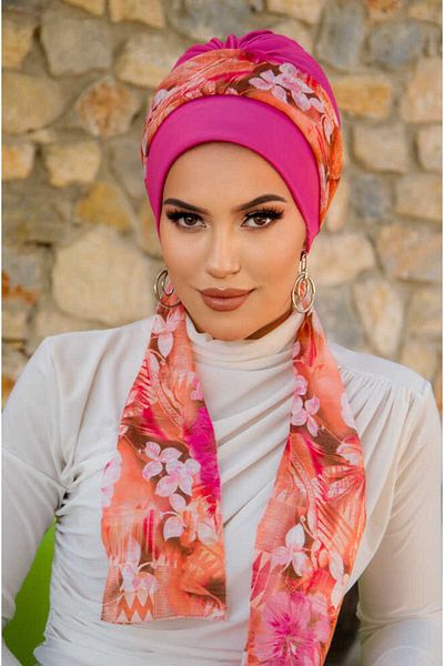 Aişe tesettür Powder Soft Floral Patterned Bonnet