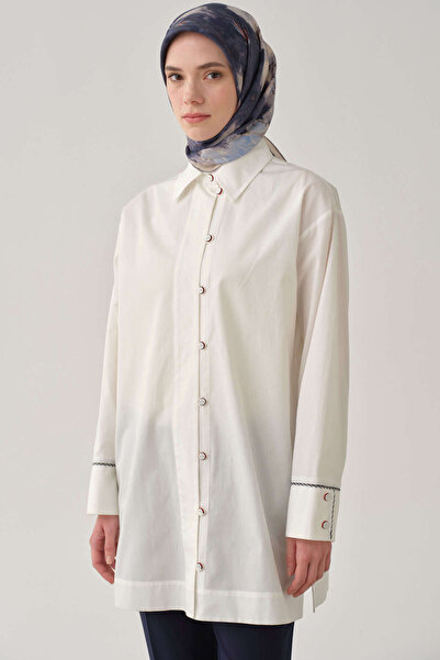 Tuğba Brit Düğmeli Gömlek - Ekru