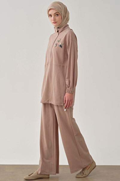 Tuğba Bol Paça Bel Lastikli Pantolon - Camel