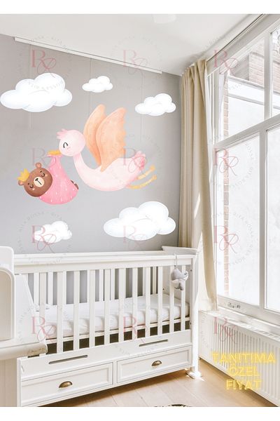 RITA ROSSA Mini Miracles with Sweetness - Newborn Baby Themed Stork & Teddy Bear Wall Sticker