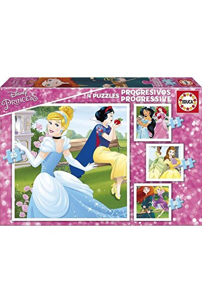 Educa Puzzle مجموعة ألغاز تعليمية متدرجة من 12+16+20+25 قطعة (أميرة ديزني)