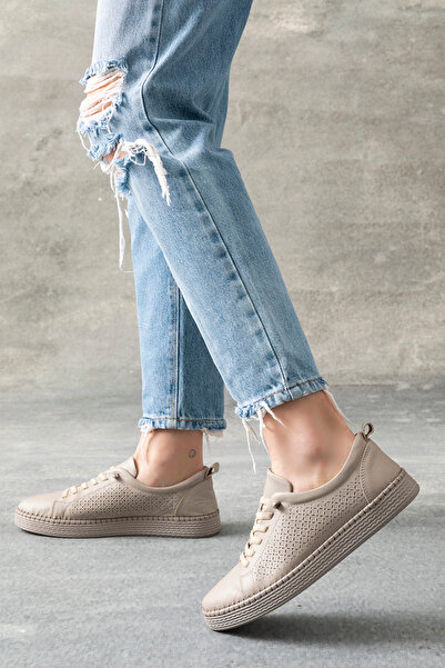 Golder Γυναικείες δερμάτινες μπαλαρίνες Nancy Genuine Leather Cream