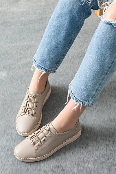 Golder Balerini din piele de damă Rennes din piele naturală cremă