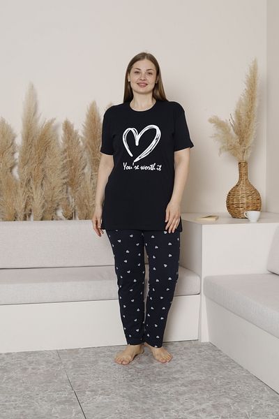 sleeproom Costum de pijama pentru femei de vară, mărime mare, cu inimă