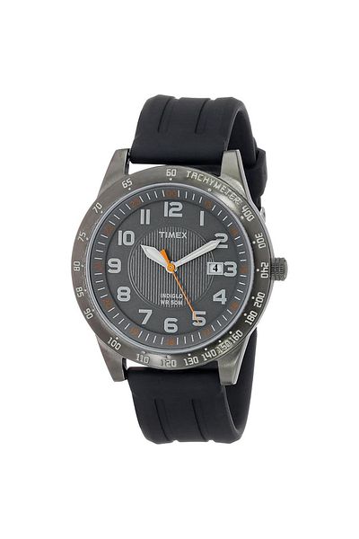 Timex Men's T2N919 Elevated Classics Gunmetal-Tone Watch with Black Resin Band