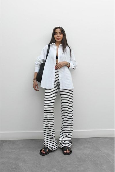 Havoş White Nixon Striped Pants