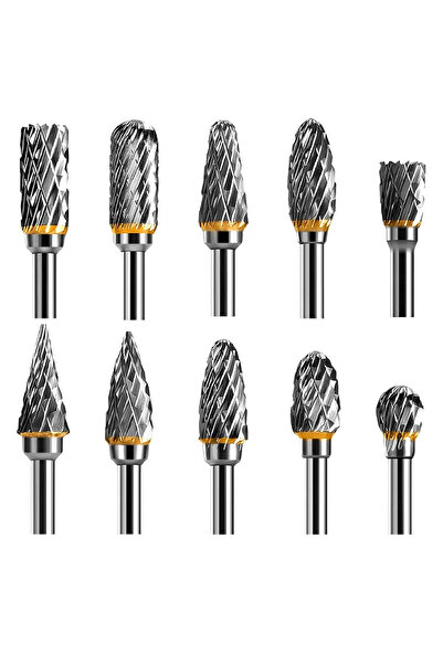 Genel Markalar Dremel Tungsten Karbür Çelik Çift Kesimli Döner Freze Seti, 10...