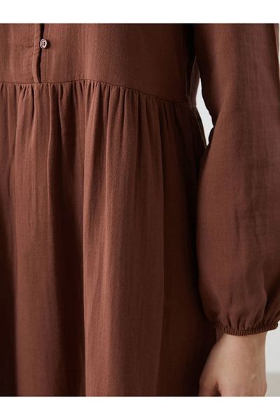 LC Waikiki Дамска рокля с кръгло деколте в черна LCW Modest