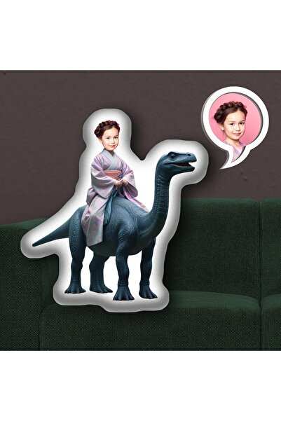 EJOYA Kişiye Özel Fotoğraflı Ben ve Dinazor Oyuncak Peluş Yastık 114969