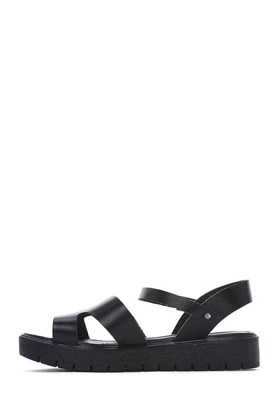 Derimod Women's Black Ankle Strap Leather Bodrum Sandals 25Sfd 331018