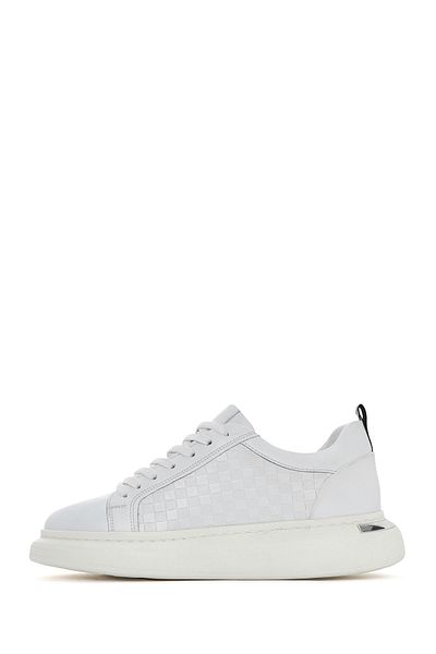 Derimod Men's White Lace-Up Thick Sole Leather Sneaker 25Sfd 641418