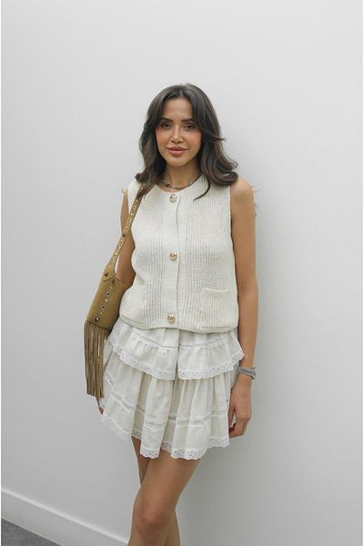 Havoş Ecru Knitwear Blouse Vest
