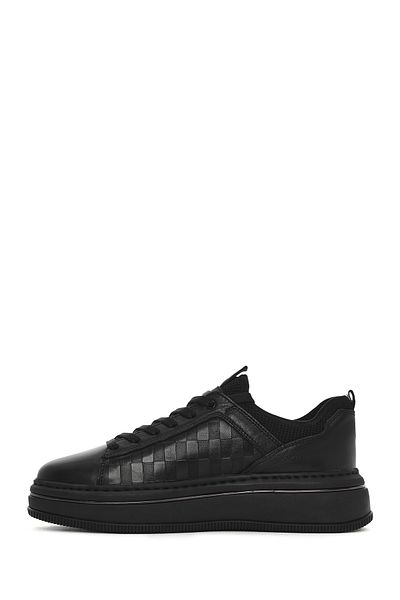 Derimod Men's Black Lace-Up Thick Soled Leather Sneaker 25Sfd 650214