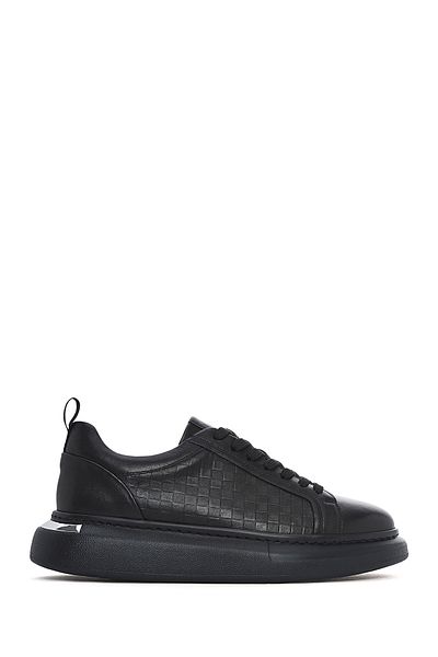 Derimod Men's Black Lace-Up Thick Soled Leather Sneaker 25Sfd 641418