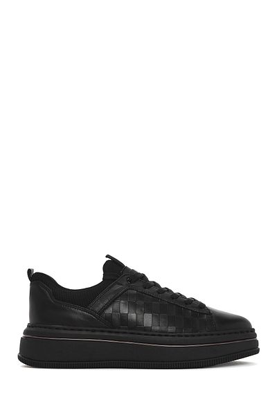 Derimod Men's Black Lace-Up Thick Soled Leather Sneaker 25Sfd 650214