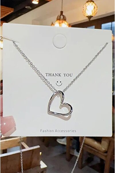 AAcc. Burgu Motifli Çelik Zincir Paslanmaz Çelik Zincirli Kalp Daemokjang Kolye