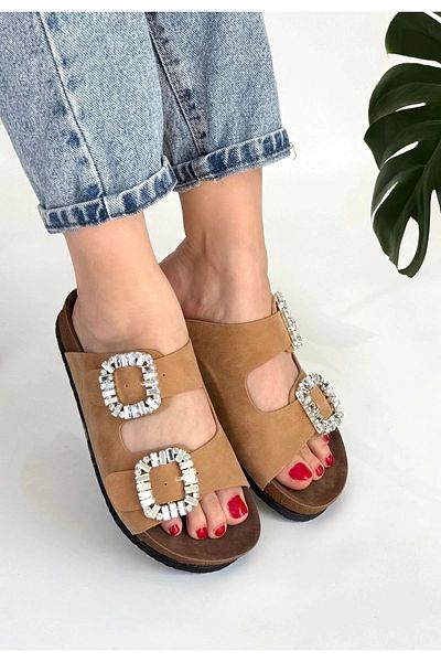 HACESHOP Nool Camel Nubuck Slippers