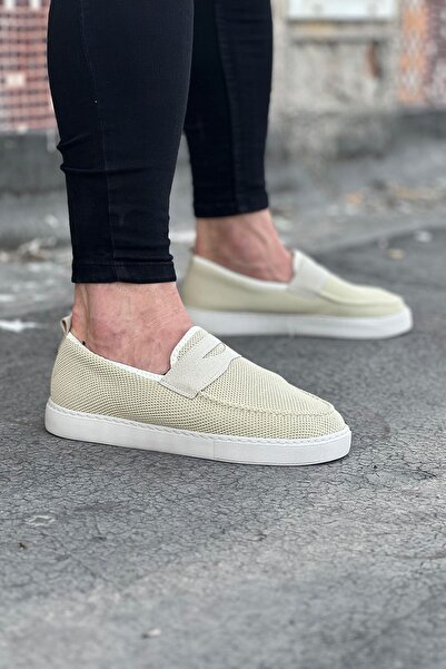 Wagoon Wg061 Beige Knitwear Ballerina Men's Casual Shoes