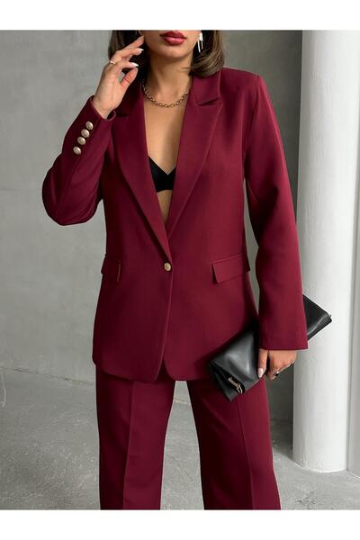FERZOLAİO Momentum Gold Buttoned Burgundy Double Suit
