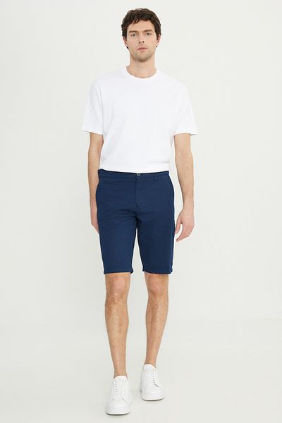 ALTINYILDIZ CLASSICS Pantaloni scurți pentru bărbați, albastru bleumarin, slim fit, cu buzunare laterale, cu model Seersucker