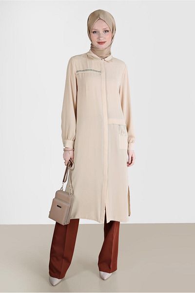 Alvina STONE DETAIL HIDDEN BUTTON TUNIC 42544
